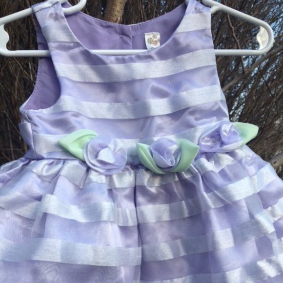 Exquisite, NWOT, Lilac Baby Dress with Rose Buds, & Leaves - Picture 3 of 8